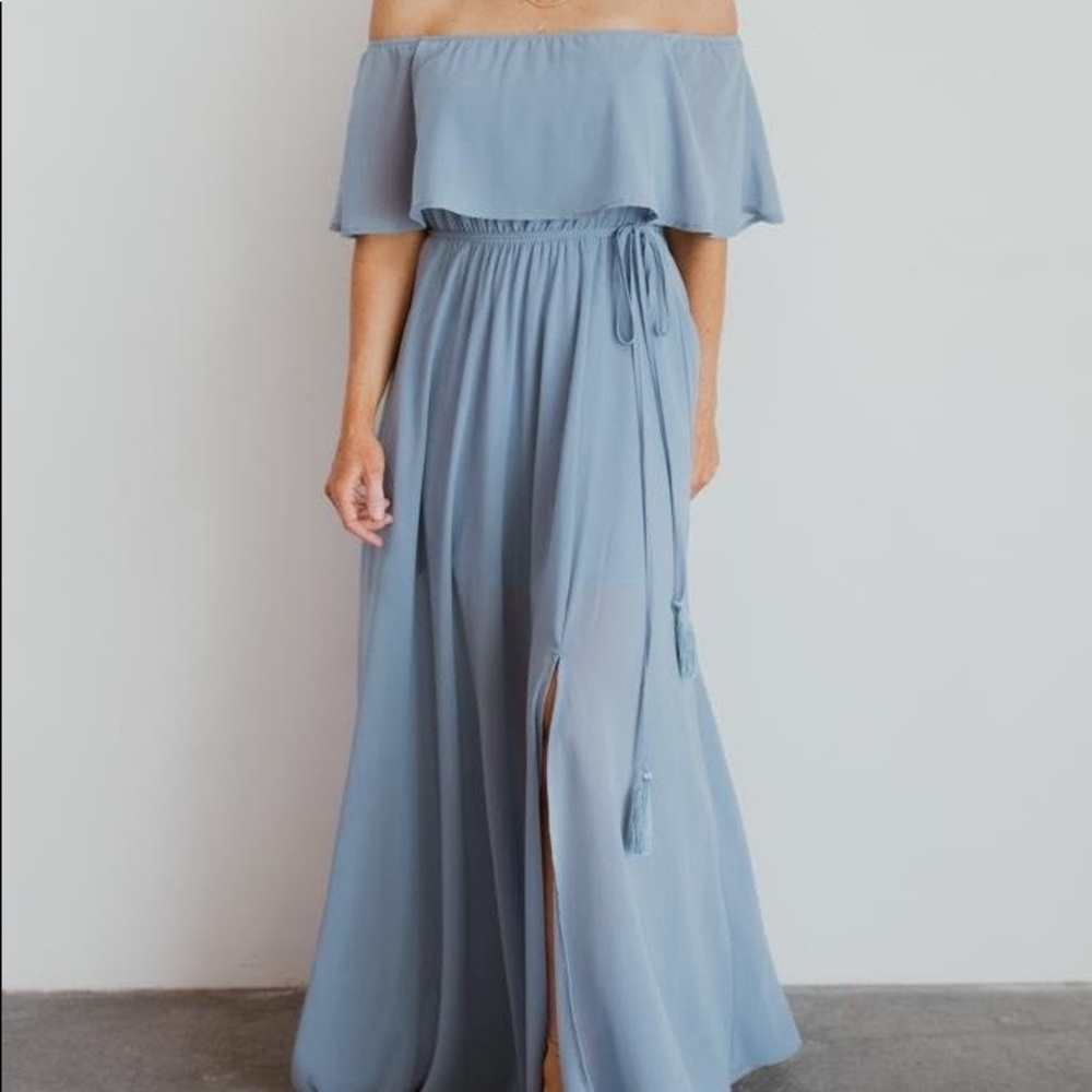 Baltic Born Light Blue Off-Shoulder Maxi Dress
